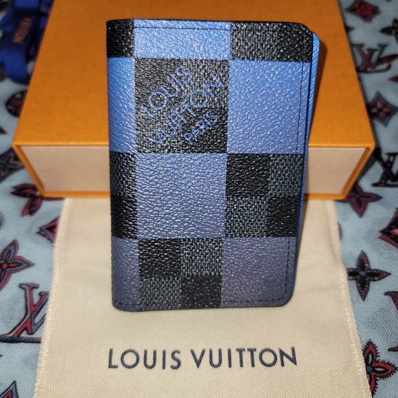 Louis Vuitton Virgil Abloh Pocket Organizer Damier Blue Graphite  Signature Stam - Picture 3 of 12